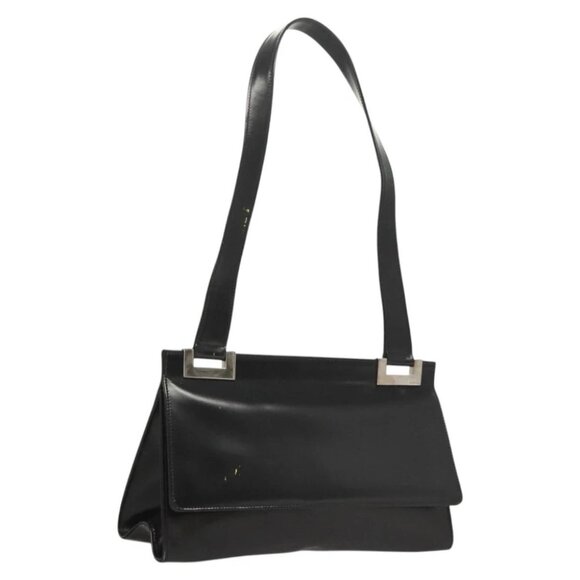 GUCCI Shoulder Bag Leather Black Silver Auth bs25488 - Picture 1 of 15